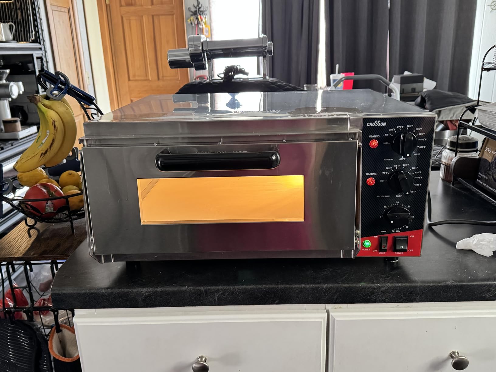 CROSSON ETL listed Commercial 16 inch Countertop Electric Pizza Oven with pizza stone, Multipurpose Indoor Pizza oven for Restaurant use,120V/1800W customer photo 2
