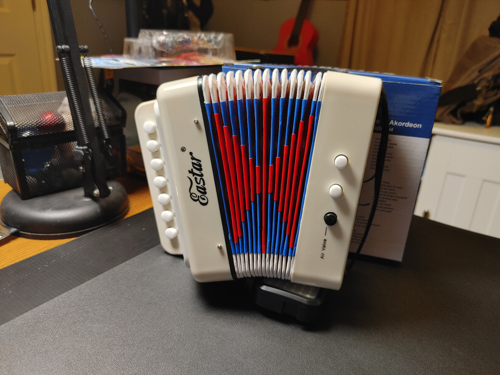Eastar Kids Accordion Toy Accordion Mini Musical Instruments 10 Keys Button for Children Kids Toddlers Beginners (Blue) customer photo 2