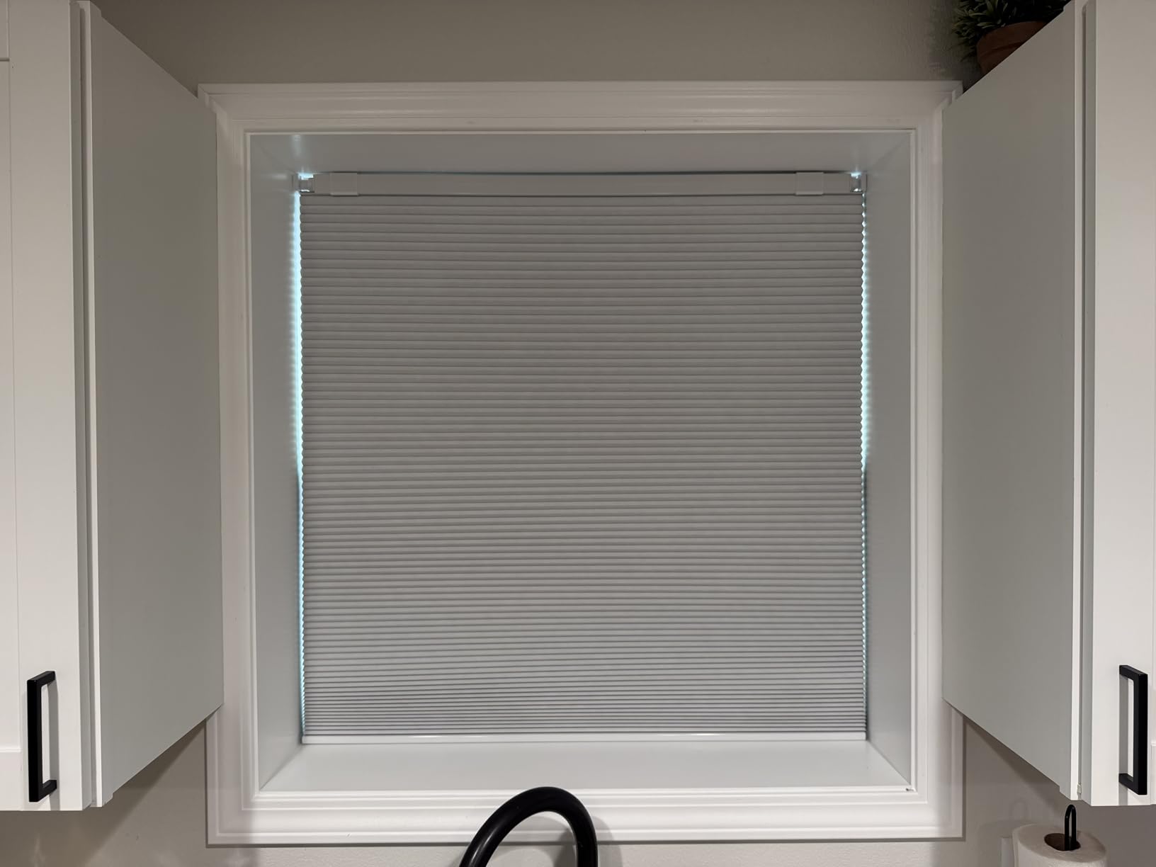 LazBlinds Cordless Cellular Shades, No Tools No Drill Blackout Honeycomb Shades Pleated Blinds for Windows, 35'' W x 48'' H, Silver White customer photo 1