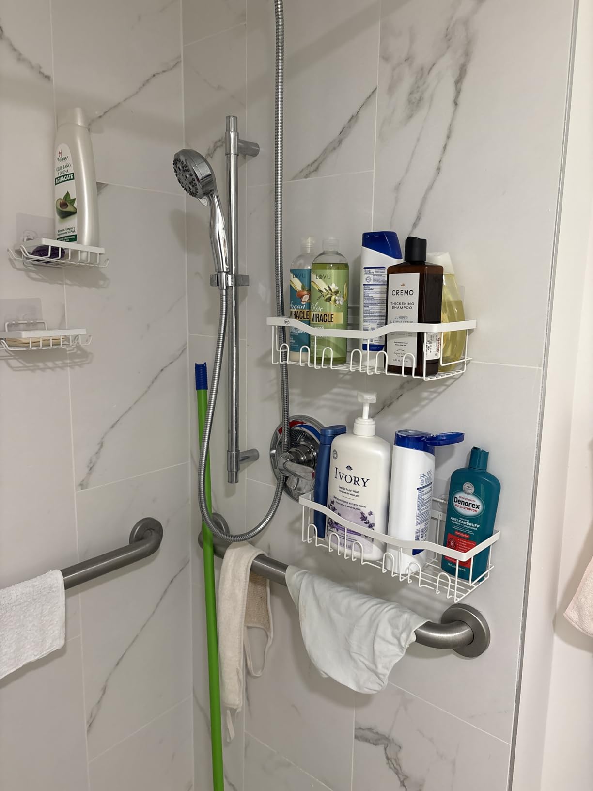 EUDELE Adhesive Shower Caddy, 5 Pack Rustproof Stainless Steel Bath Organizers With Large Capacity, No Drilling Shelves for Bathroom Storage & Home Decor customer photo 1