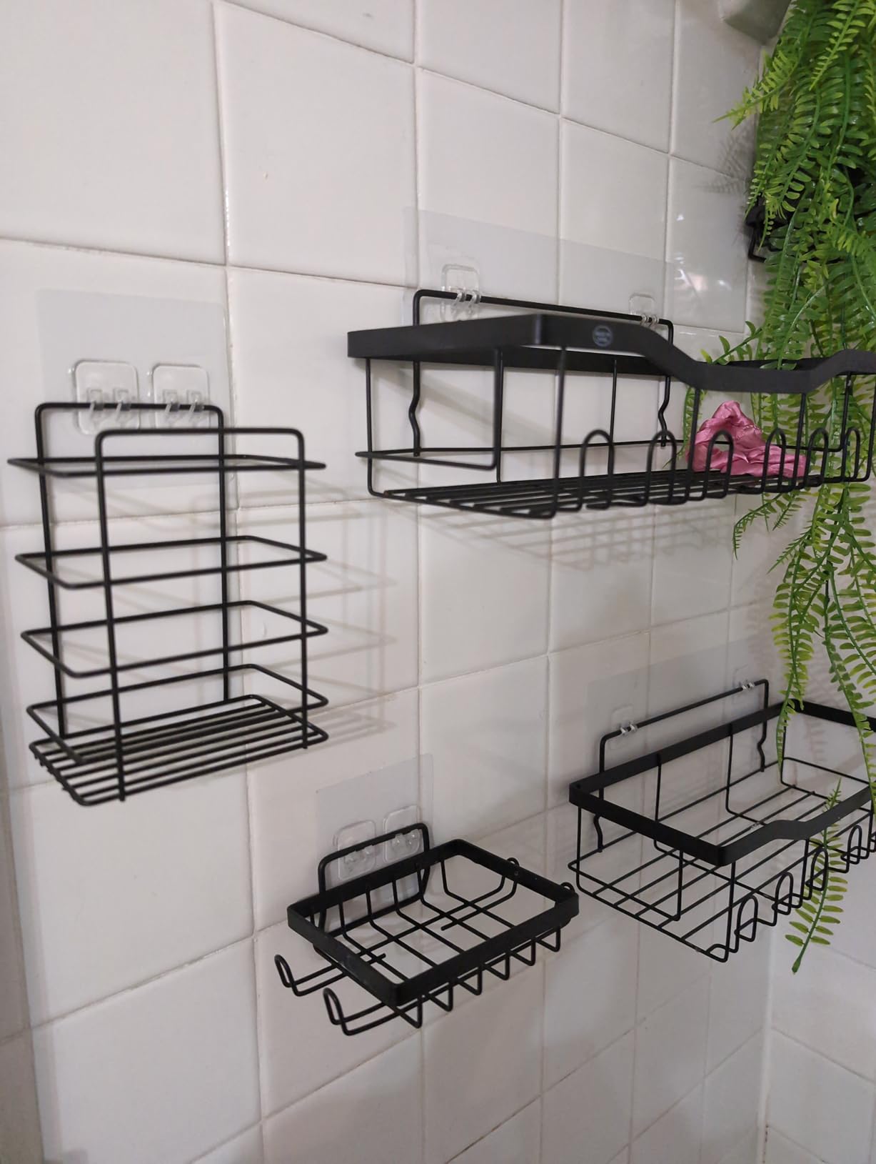 EUDELE Adhesive Shower Caddy, 5 Pack Rustproof Stainless Steel Bath Organizers With Large Capacity, No Drilling Shelves for Bathroom Storage & Home Decor customer photo 2