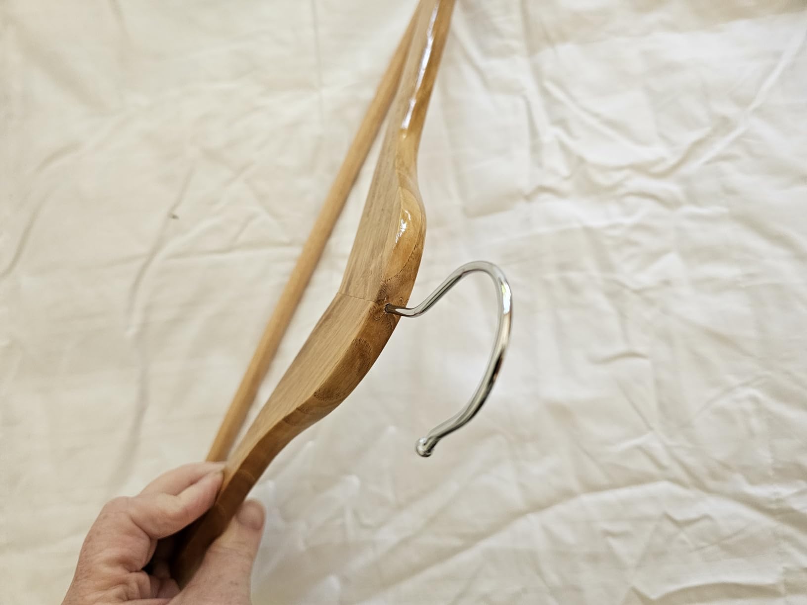 Utopia Home Premium Wooden Hangers 30 Pack - Durable & Slim Coat Hanger - Suit Hangers with 360-Degree Rotatable Hook - Wood Hangers with Shoulder Grooves (Natural) customer photo 2