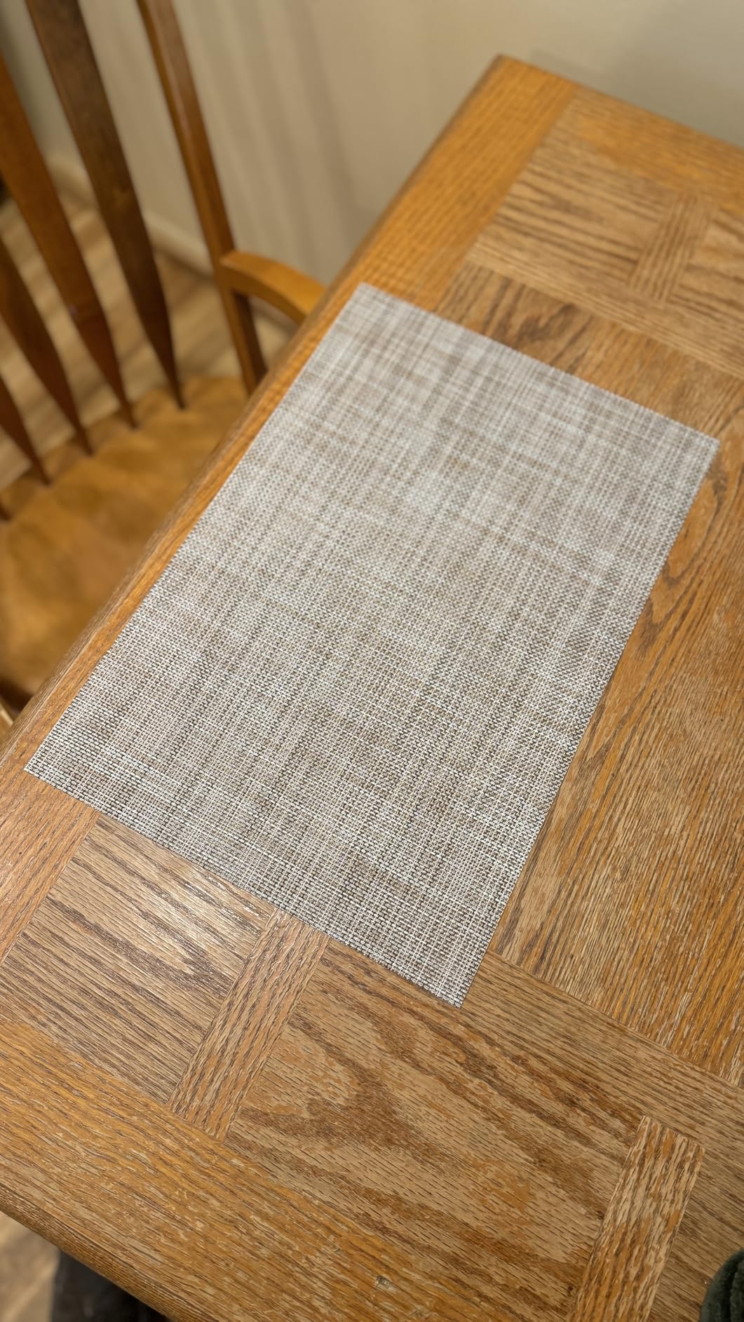 Leetaltree Beige Placemats Set of 6 - Heat-Resistant, Non-Slip Table Mats, Washable Woven Vinyl for Indoor & Outdoor Dining customer photo 1