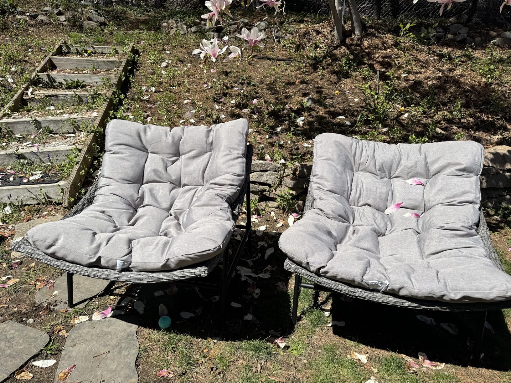 Sophia & William Outdoor Papasan Chairs with Cushion and Frame, Comfy Patio Chairs, Oversized Padded Lounge Chairs Set of 2, 350Ibs Capacity, Indoor & Outdoor Use customer photo 2