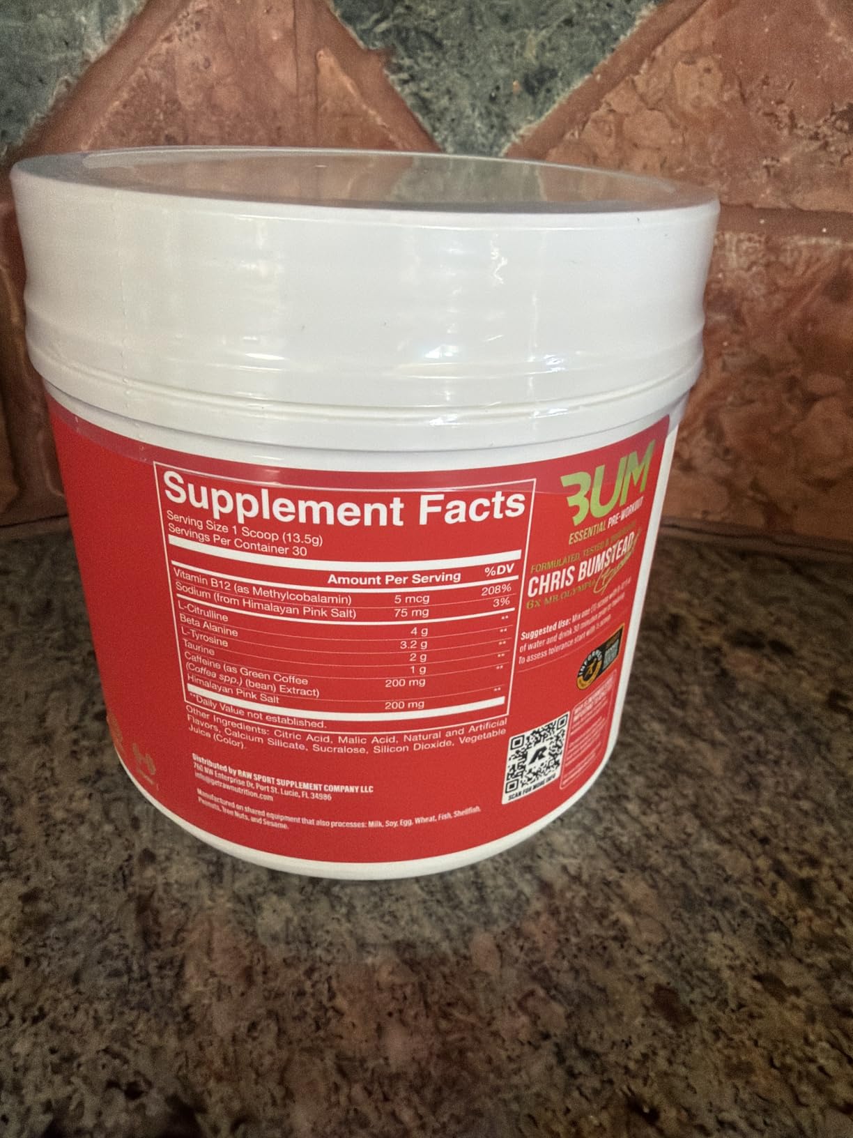 RAW Essential Pre-Workout Powder (Sour Watermelon) - Chris Bumstead - with Caffeine, L-Citrulline, L-Tyrosine, Beta Alanine, 30 Servings customer photo 2