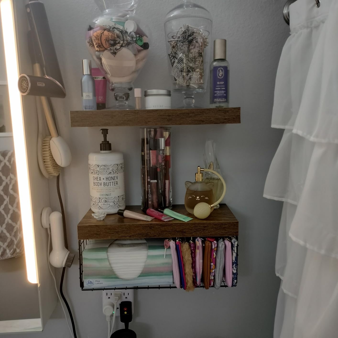 QEEIG Bathroom Shelves Over Toilet - Wall Mounted Floating Shelves Toilet Paper Storage Small Farmhouse Decor Shelf 16 inch Set of 3, Rustic Brown (019-BN3) customer photo 1