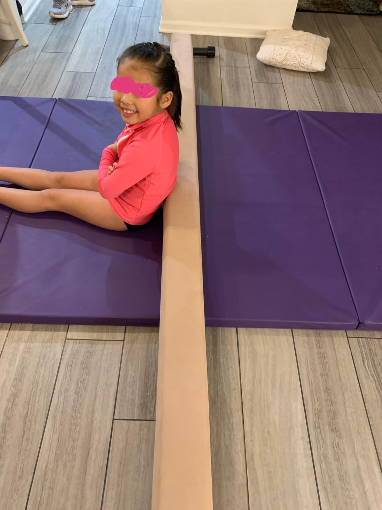 8ft Ultrasimple Adjustable&Foldable Balance Beam, High-Low Floor Beam Suede Gymnastics Equipment, No Tool Require, Gymnastics Beam for Training&Professional HomeTraining customer photo 1