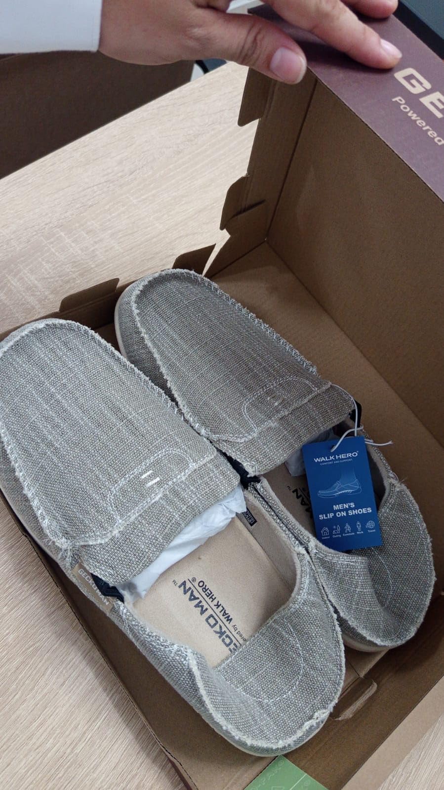 Mens Slip On Shoes, Canvas Mens Loafers with Arch Support, Orthopedic Mens Boat Shoes for Plantar Fasciitis, Indoor & Outdoor Walking Slippers Shoes for Pain Relief customer photo 1