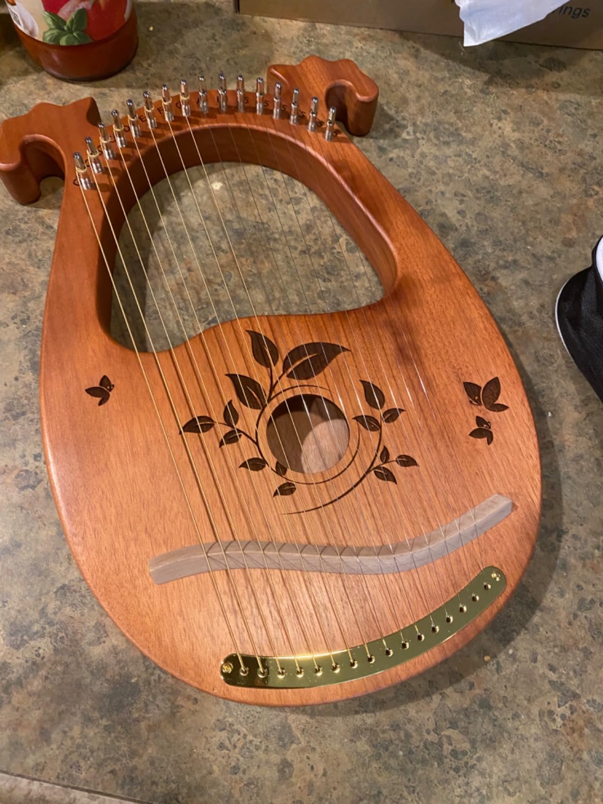 Lyre Harp Mahogany with Tuning Wrench and 16 Pcs Metal Spare String Set Manual Picks Black Gig Bag for Instrument Kids Adult Professional Beginner Music Lovers Gift customer photo 1