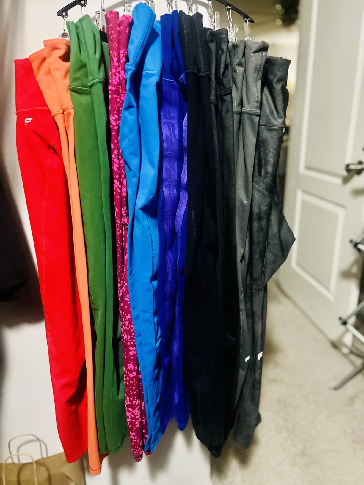 Volnamal Legging Organizer for Closet, 2 Pack Metal Yoga Pants Hangers w/10 Clips Holds 20 Leggings, Space Saving Hanging Closet Organizer w/Rubber Coated Closet Organizers and Storage, Black customer photo 1