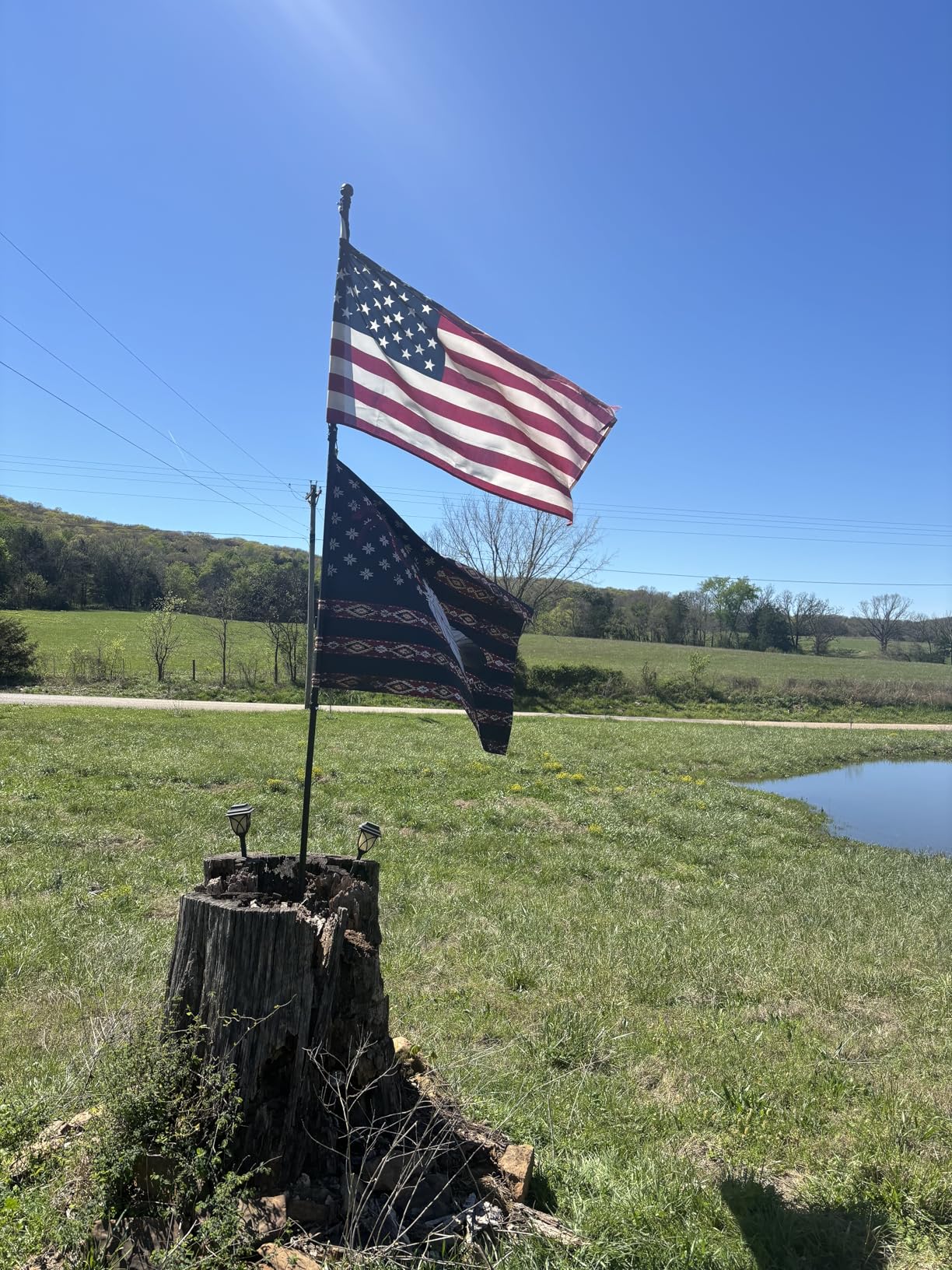 Acostop 10 FT In Ground Flag Poles for Outside House - Fit for 2 Flags Extra Thick Flag Pole Kit with 5 Prongs Base, Windproof Ground FlagPoles for Residential Small Medium Lawn Temporary Event customer photo 2