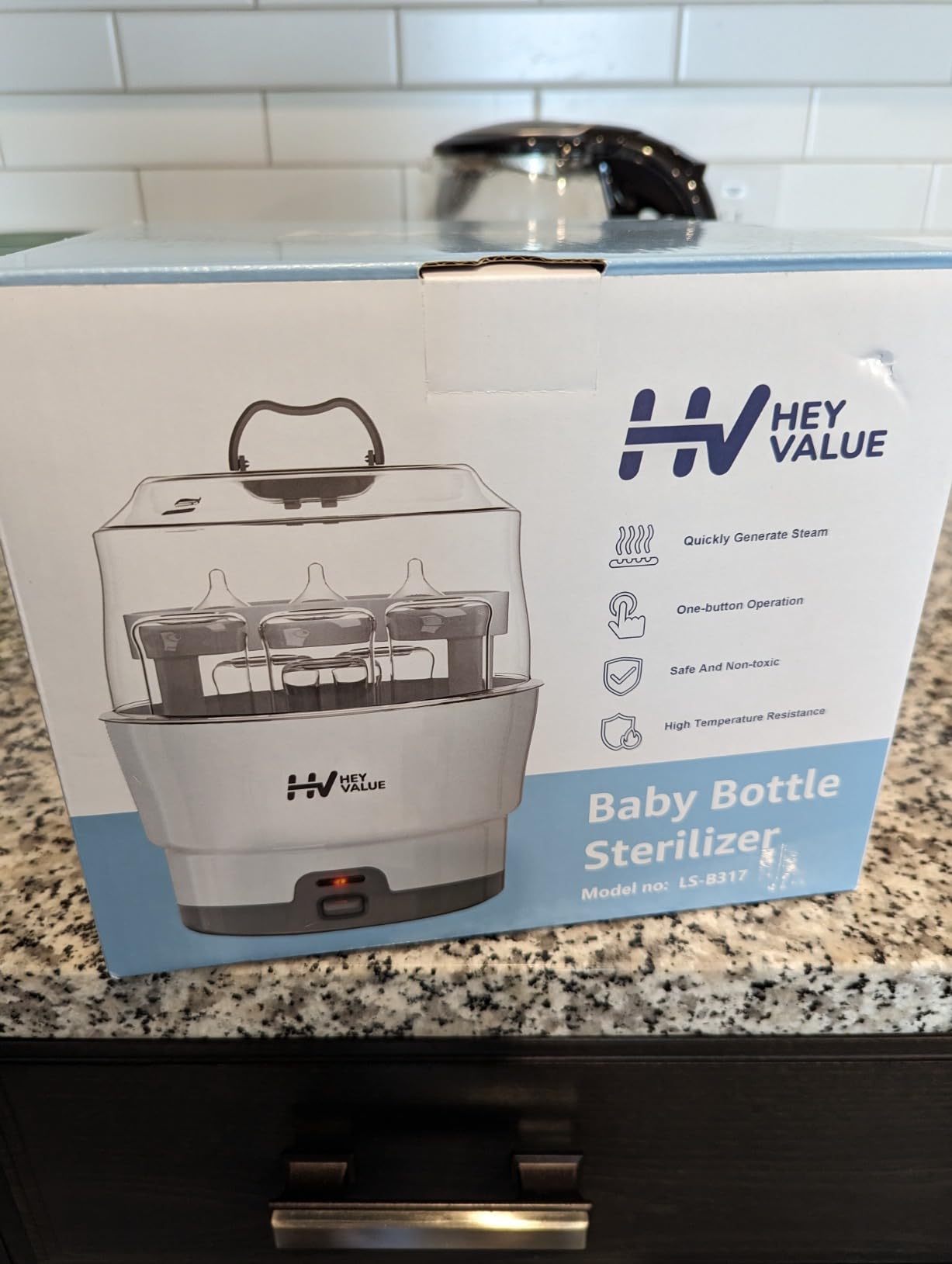 HEYVALUE Ease-Steam Bottle Sterilizer, Compact Baby Bottle Sterilizer, Fast One-Touch Operation (Esterilizador de Biberones), Electric Sterilizer for Baby Bottles, Baby Essentials & Breast Pump Parts customer photo 2