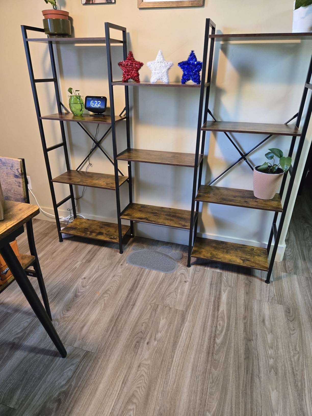 SUPERJARE Triple Bookshelf, Bookcase with 11 Open Display Shelves, Wide Book Shelf Book Case for Home & Office, 4 Tier, Brown,ABC009Z customer photo 1