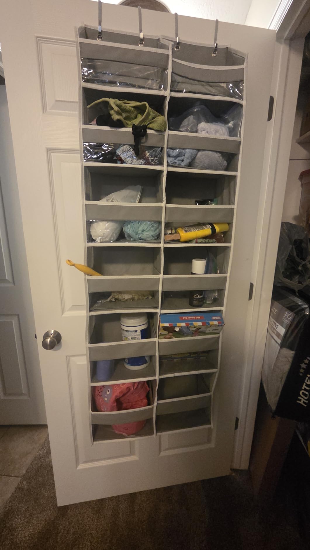 HOMELUX THEORY UPGRADED 6 Tiers Over The Door Organizer Hanging - 100D EXTRA THICK & 50lbs HUGE CAPACITY, 12 Side Mesh Pockets Over The Door Shoe Organizer, Hanging Closet Organizer (Ivory, 1pc) customer photo 1