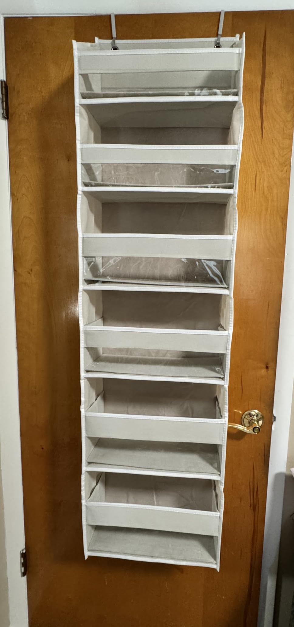 HOMELUX THEORY UPGRADED 6 Tiers Over The Door Organizer Hanging - 100D EXTRA THICK & 50lbs HUGE CAPACITY, 12 Side Mesh Pockets Over The Door Shoe Organizer, Hanging Closet Organizer (Ivory, 1pc) customer photo 2