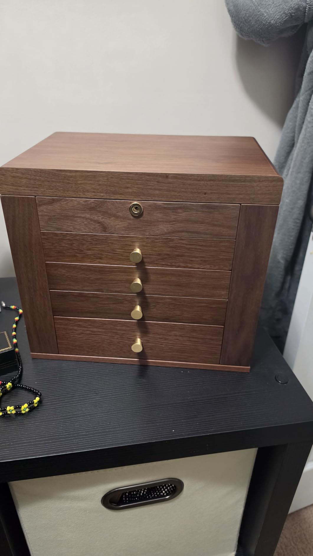 Black Walnut Wooden Jewelry Box Wood Jewelry Organizer with 2 Side Doors Mirror Lockable Classical Style for Watch Necklace Ring Earring Storage, Fathers Day Gift-5 Layer customer photo 2