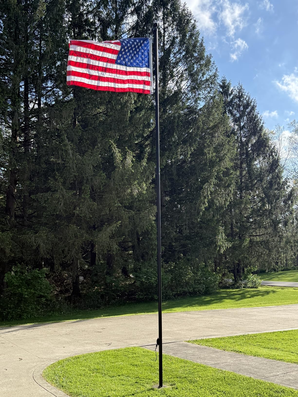 Heavy Duty 25 FT Flag Pole, Unbending 100MPH Wind Resistance, 95HBW Hard Aerospace Aluminum, In-Ground Flagpole Kit for Outside House customer photo 1