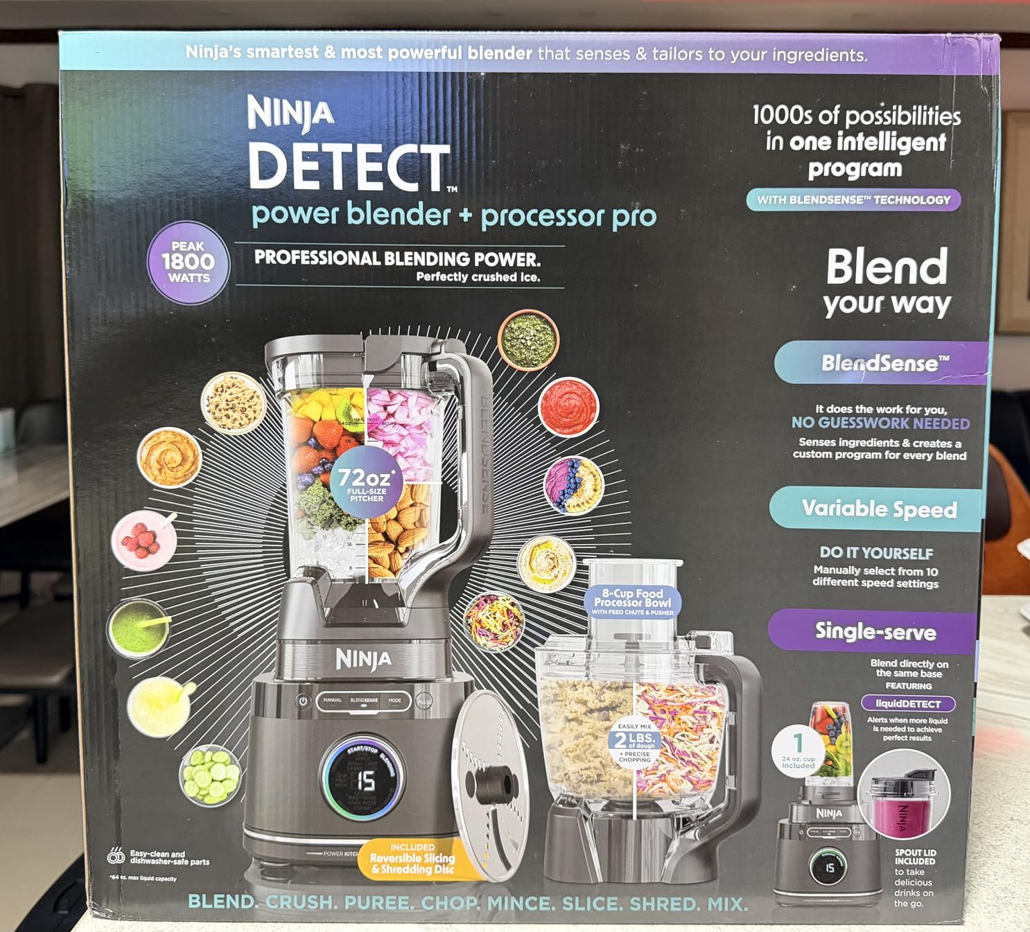 Ninja Kitchen System TB401 | Food Processor & Blender with BlendSense Technology | 8-Cup Bowl & 24-oz. To-Go Cup | For Smoothies, Cookie Dough, Salsa & More | 1800-Peak-Watt | Black customer photo 2