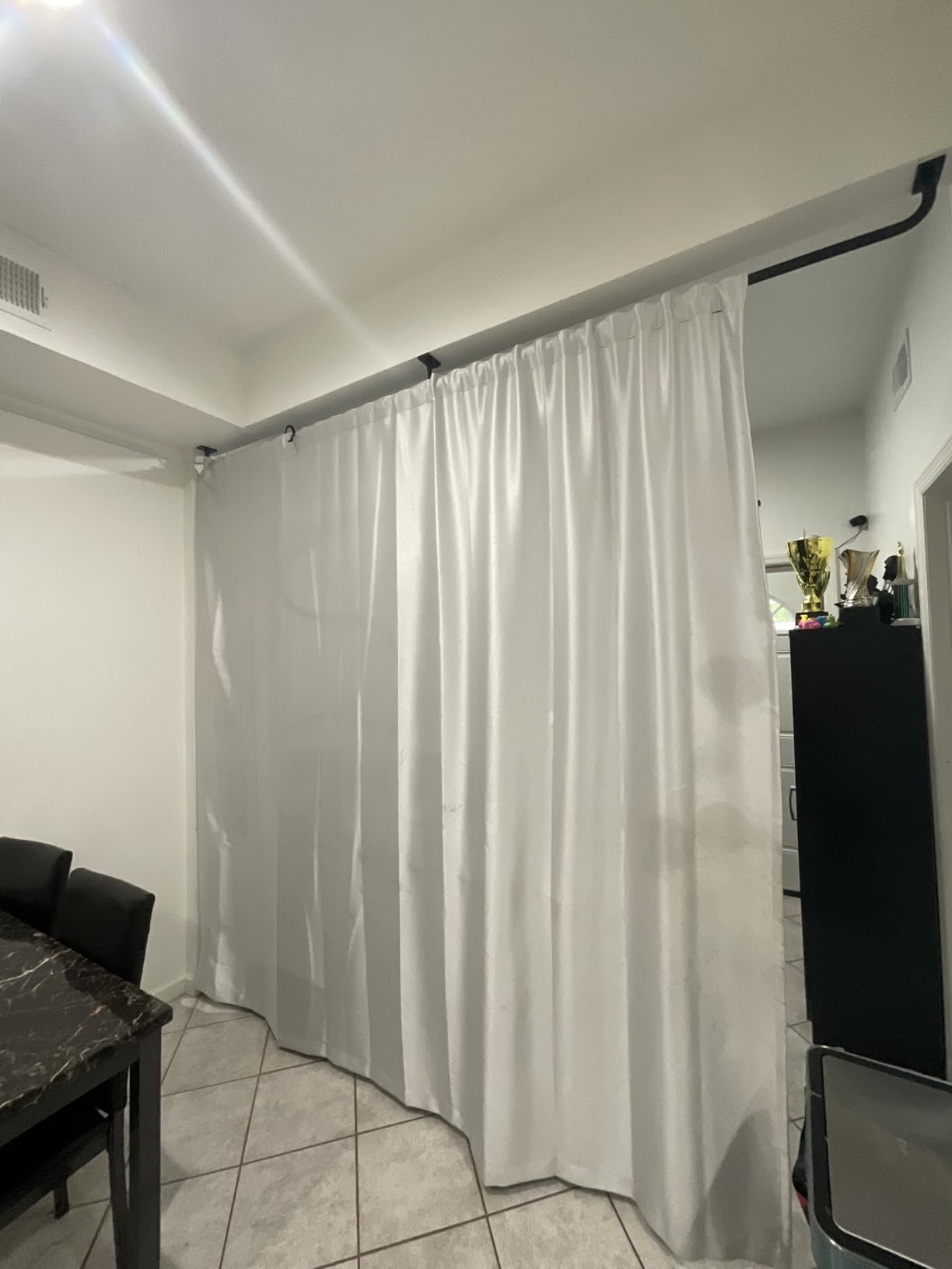 MaKefeile Room Divider Curtains Total Blackout Privacy Curtain Panel Room Thermal Insulated Noise Reduction Curtains for Bedroom Window Living Room Ceiling Track Curtain W 8.3 ft x H 7 ft Black customer photo 1
