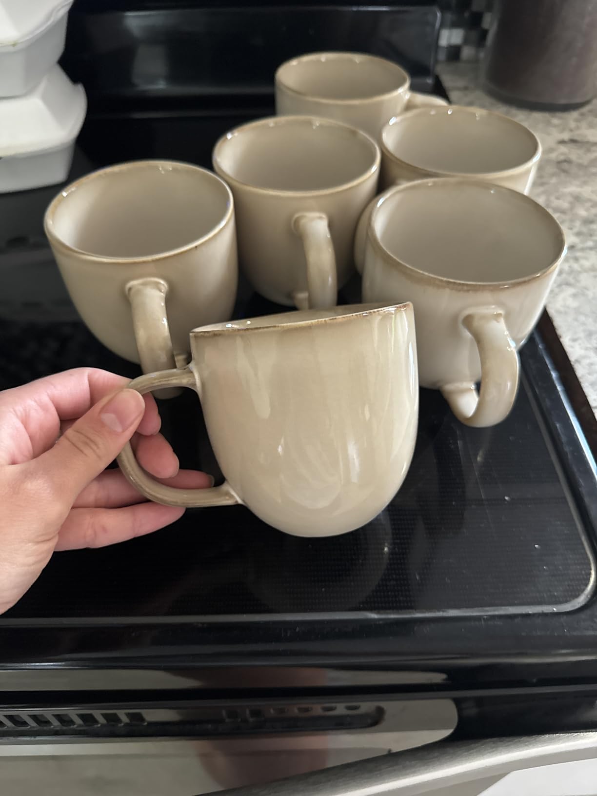 AmorArc 12oz Coffee Mugs, Ceramic Coffee Mugs set of 6 for Man, Woman, Dad, Mom, Modern Coffee Mugs with handle for Latte/Cappuccino/Milk/Cocoa. Dishwasher&Microwave Safe, Cappuccino customer photo 2