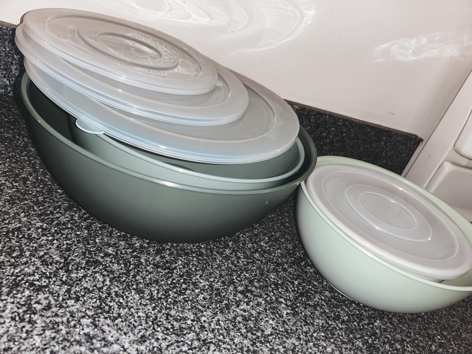 COOK WITH COLOR Mixing Bowls with Lids - 12 Piece Plastic Nesting Bowls Set includes 6 Prep Bowls and 6 Lids, Microwave Safe Mixing Bowl Set, Sage Embossed customer photo 1