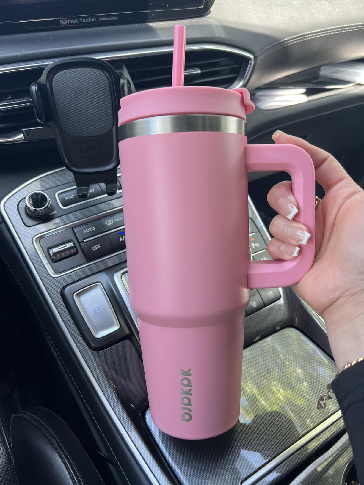 BJPKPK Tumbler With Handle 40 oz Stainless Steel Insulated Tumbler With Lid And Straw For Water Or Ice Coffee,Sky customer photo 1