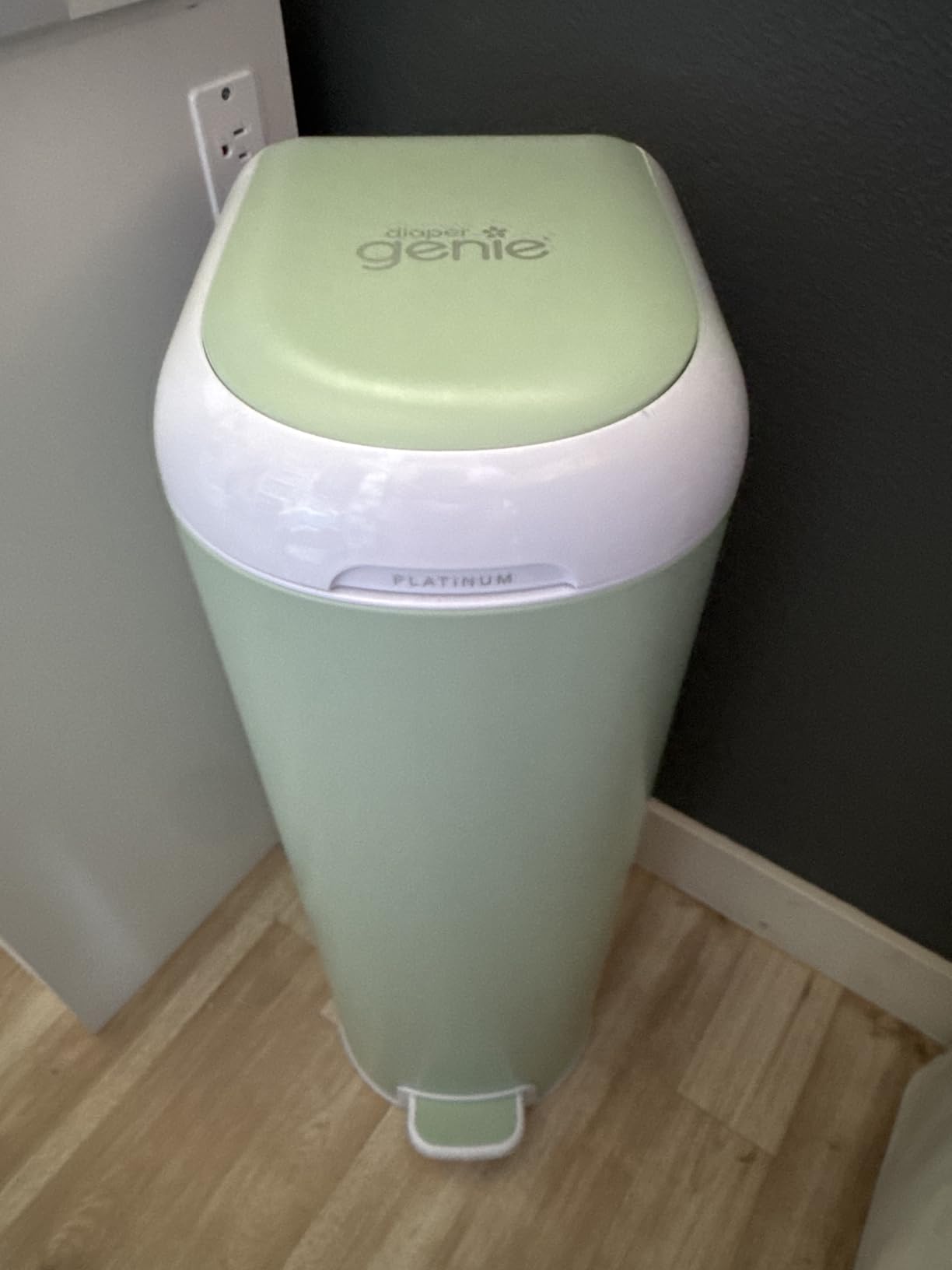 Diaper Genie Platinum Pail (Lily White) is Made in Durable Stainless Steel and Includes 1 Easy Roll Refill with 18 Bags That can Last up to 5 Months. customer photo 1