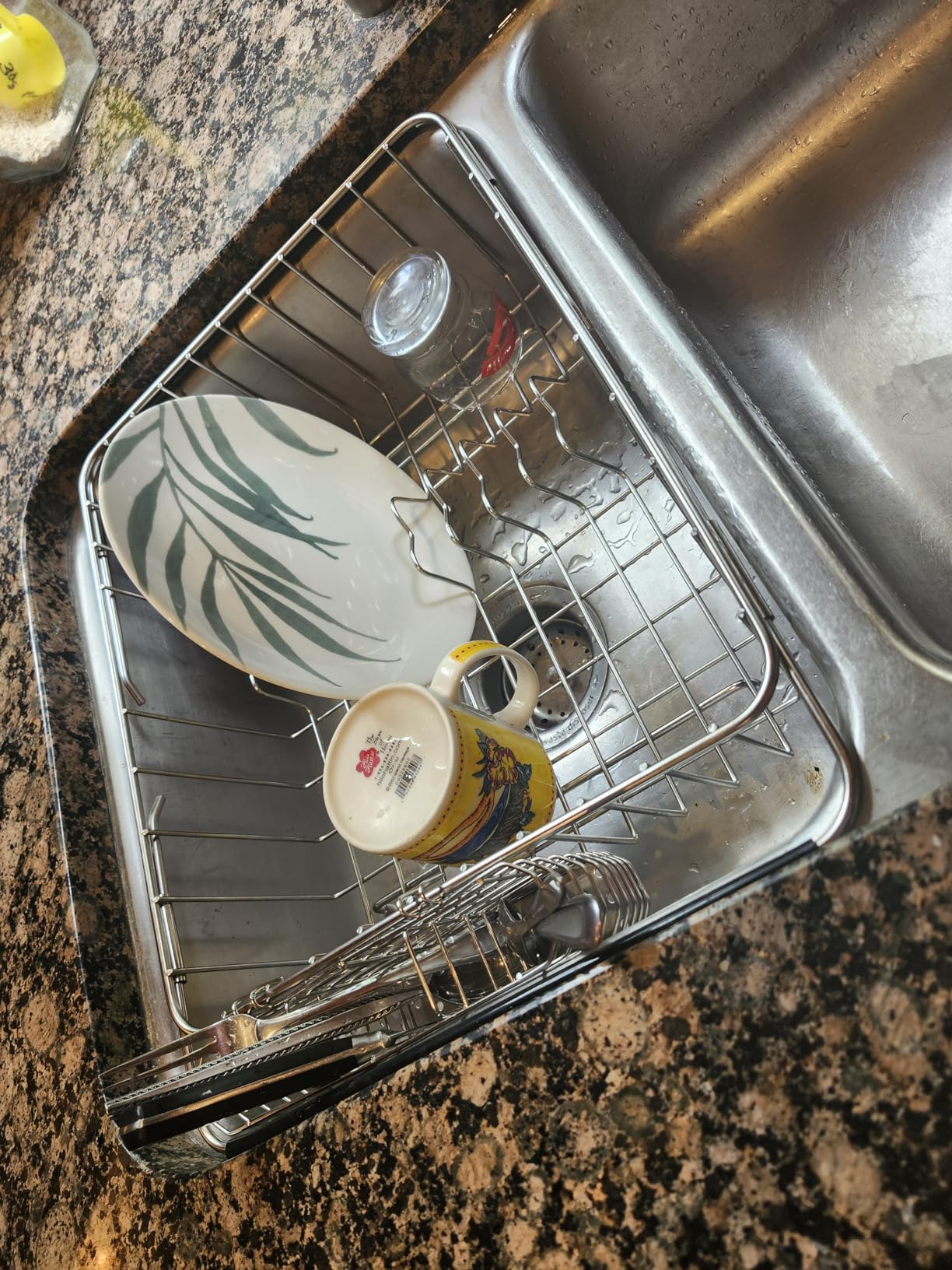Fanbsy Large Dish Drainer Rack in Sink Adjustable, Expandable 304 Stainless Steel Metal Dish Drying Rack Organizer with Stainless Steel Utensil Holder Over Inside Sink Counter, Rustproof customer photo 1