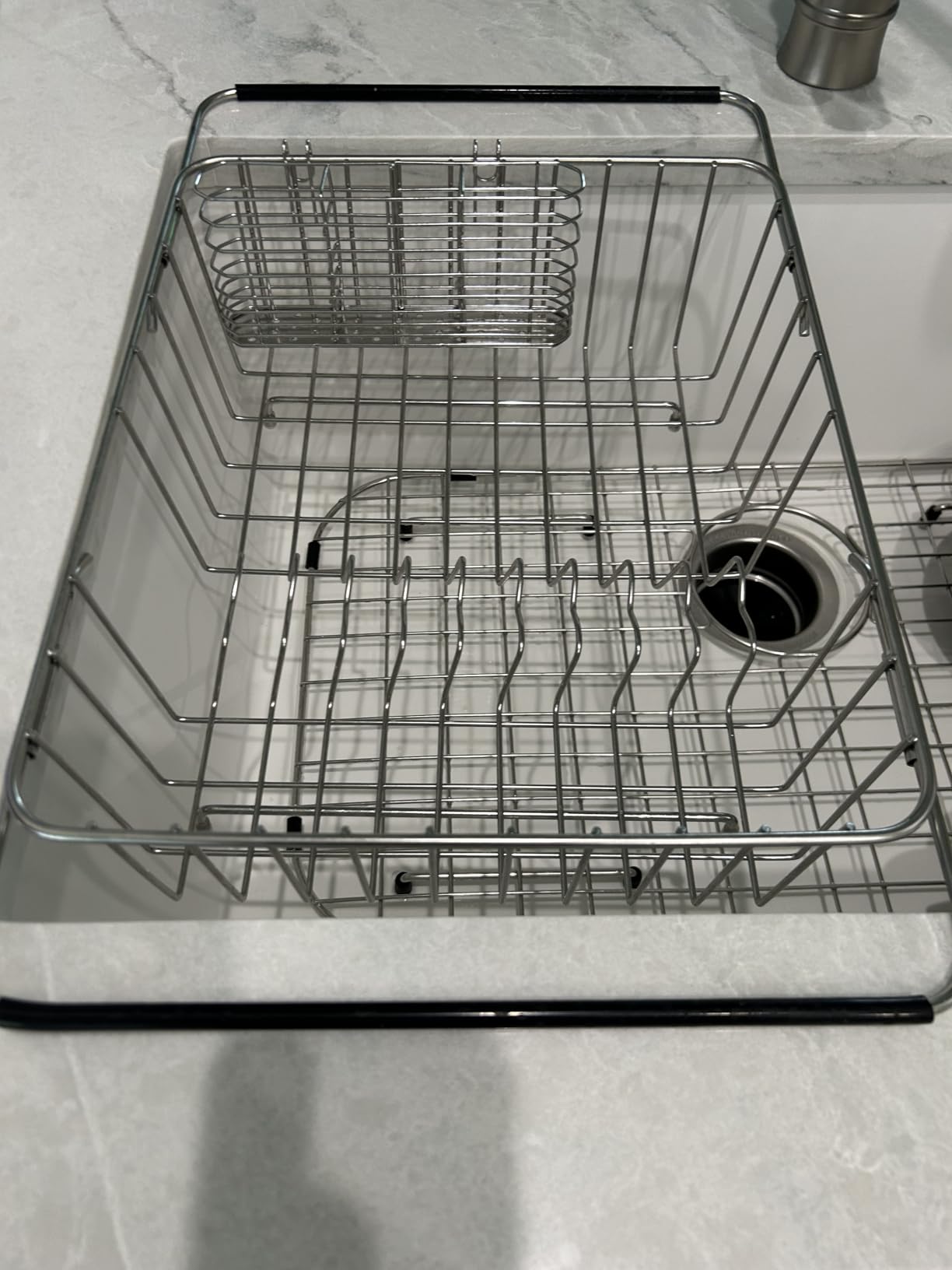 Fanbsy Large Dish Drainer Rack in Sink Adjustable, Expandable 304 Stainless Steel Metal Dish Drying Rack Organizer with Stainless Steel Utensil Holder Over Inside Sink Counter, Rustproof customer photo 2