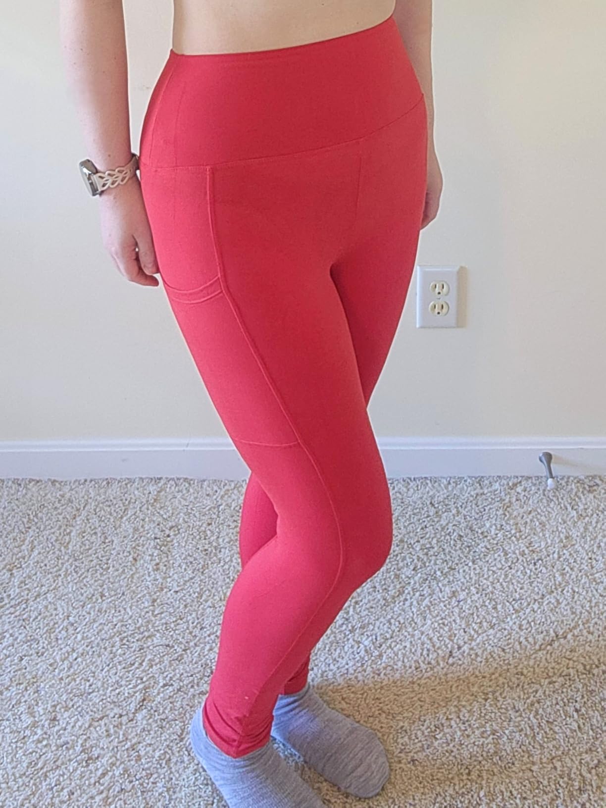 High Waisted Leggings with Pockets Women, Full Length Capri Buttery Soft Stretchy Yoga Pants customer photo 1