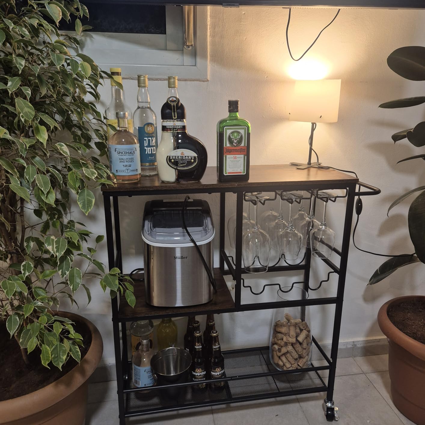 HOOBRO Bar Cart for The Home, 29.5 inches 3-Tier Serving Cart with Wheels, Rolling Kitchen Cart with Wine Rack and Glass Holder for Living Room, Party, Bar, Rustic Brown and Black customer photo 1