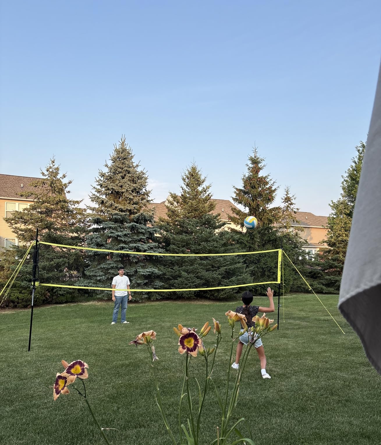 Outdoor Volleyball Net System for Backyard, Adjustable Height (5.1-8FT) & Width (20-32FT), Anti-Sag Tension System, 2-in-1 Badminton Combo Set with Carry Bag, Rackets & Shuttlecocks customer photo 1