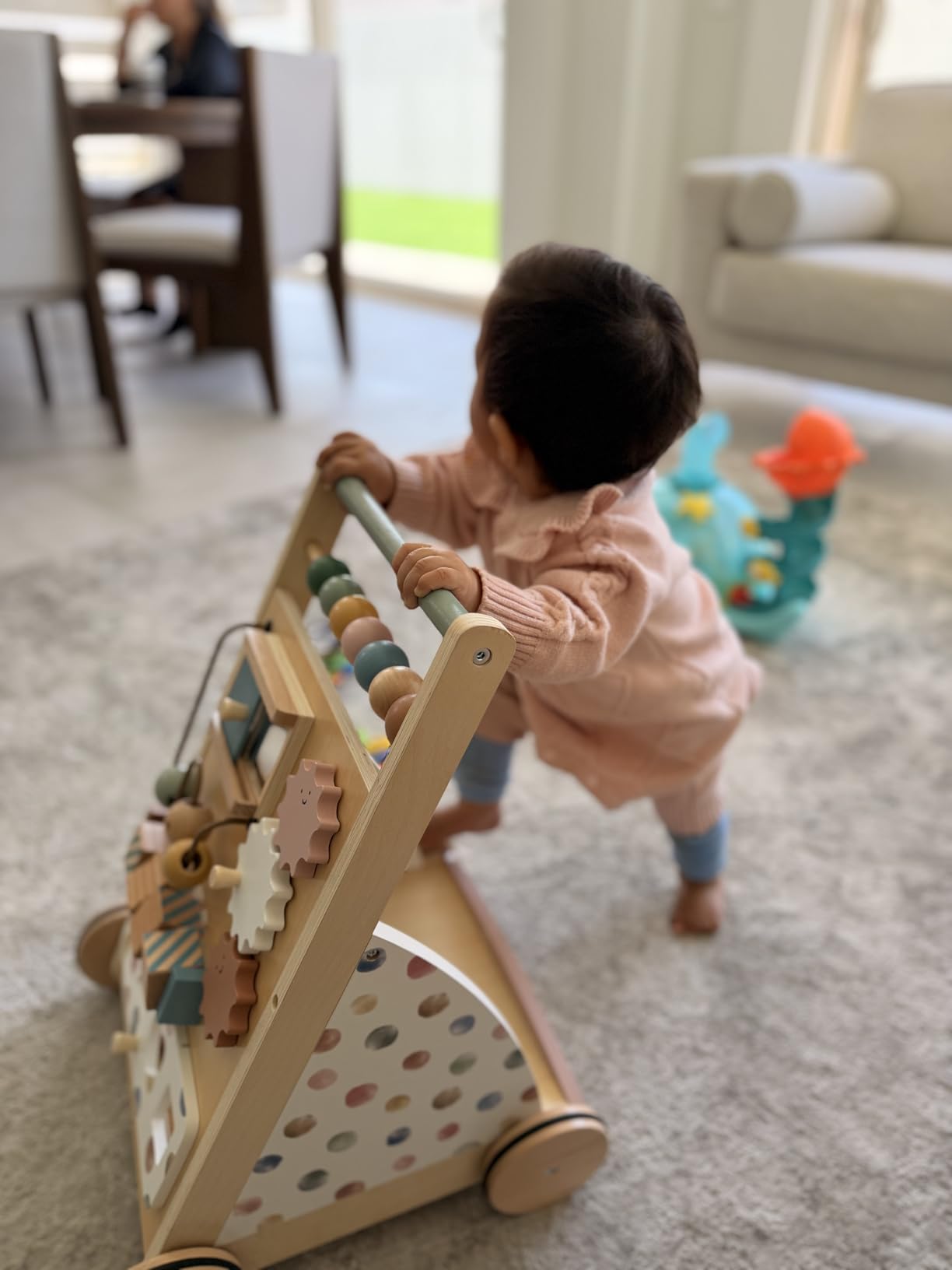Tiny Land Wooden Baby Walker with Adjustable Speed, Montessori Activity Push Walker Toy for Toddlers, Baby Gift Parents Love for Boys & Girls(Morandi) customer photo 2