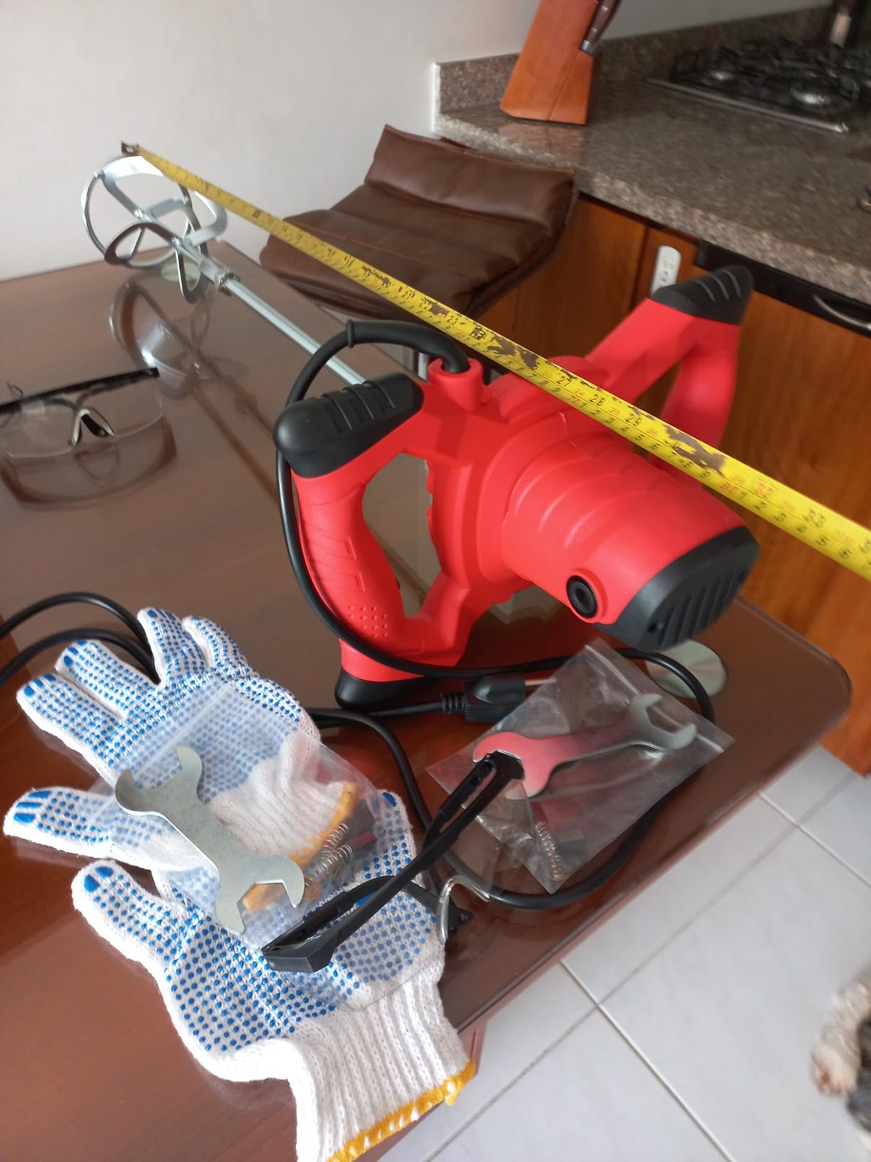 Electric Handheld Cement Mixer, 2pcs Mixing Heads Included, Portable Mortar Mixer with 6 Adjustable Speed, 110V Mud Mixer for Mixing Plaster,Cement, Paint, Fodder customer photo 2