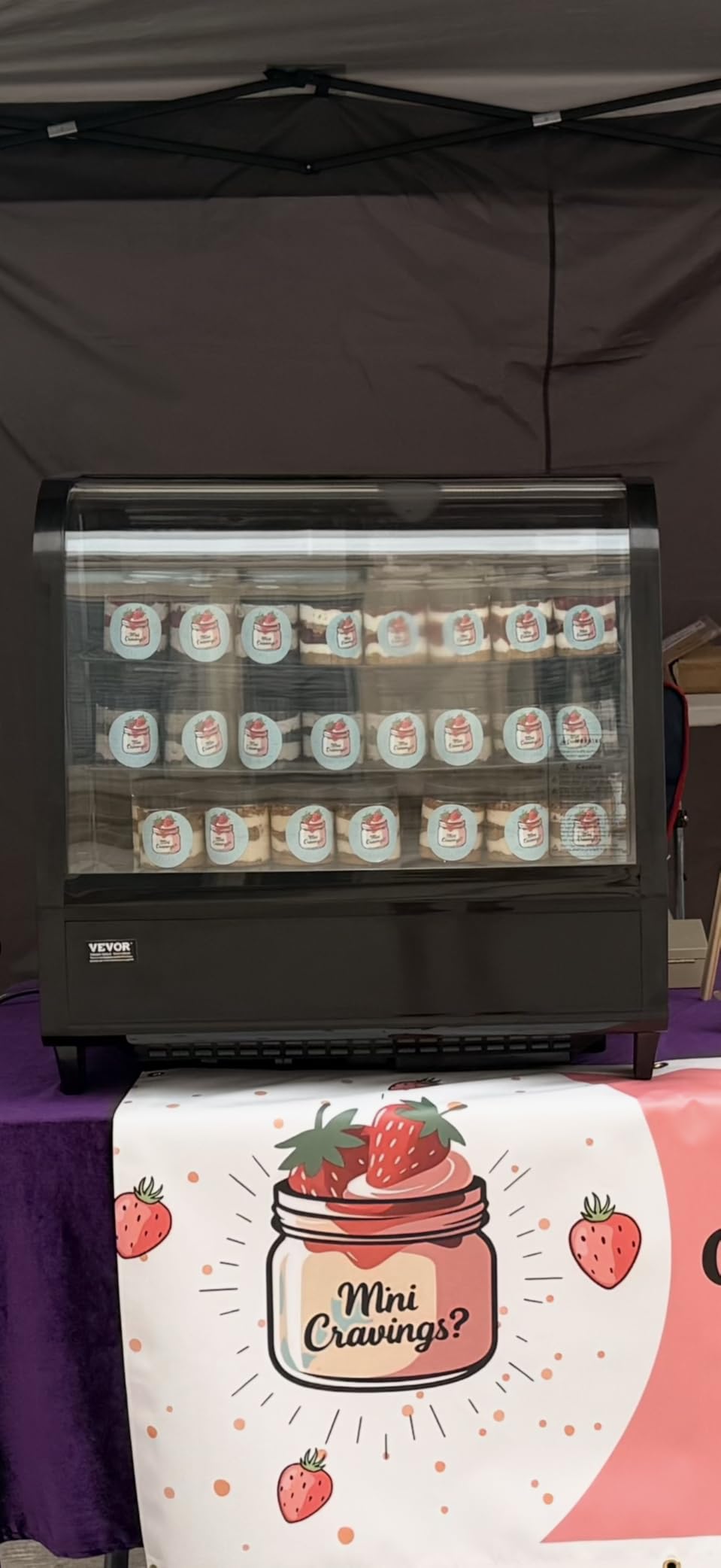 VEVOR Refrigerated Display Case, 3.5 Cu.Ft./100L, 2-Tier, Countertop Pastry Display Case Commercial Display Refrigerator with LED Lighting, TURBO Cooling, Frost-Free Air-Cooling, Rear Sliding Door customer photo 2