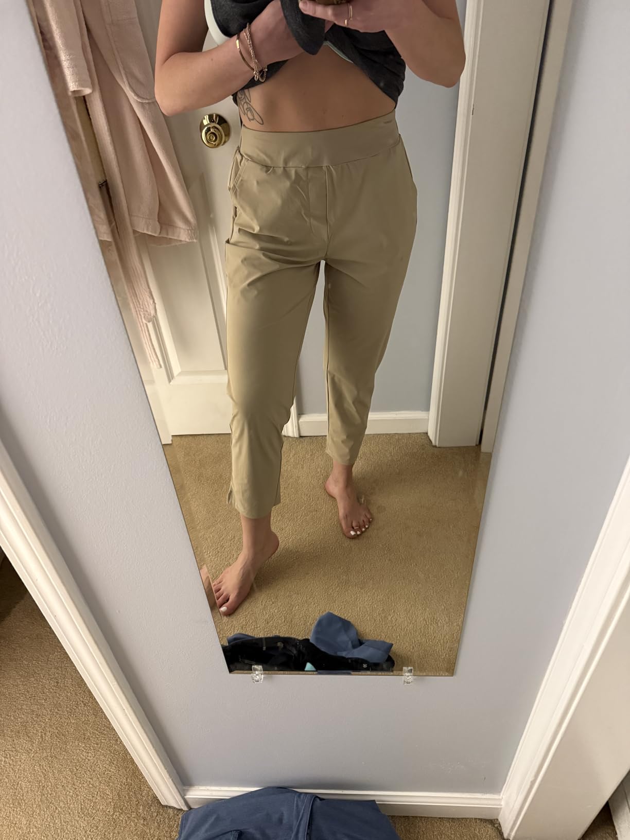 Womens Travel Pants Lightweight Stretch with Zipper Pockets Petite Ankle Dressy Golf Work Business Casual Slacks customer photo 1