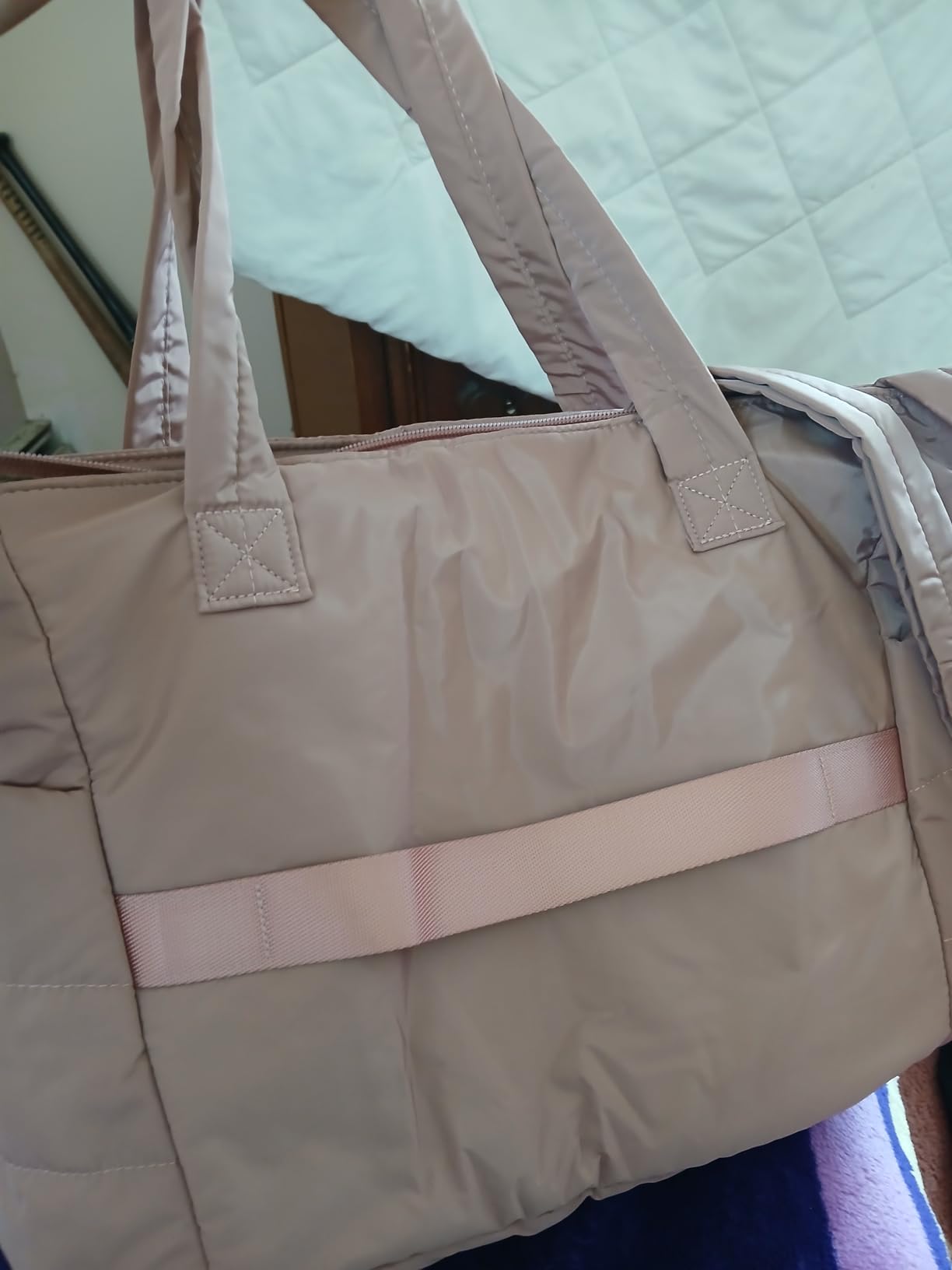 BAGSMART Tote Bag for Women, Lightweight Puffy Tote Bag with Compartments Shoulder Bag Handbag for Travel, Work, Gym customer photo 1