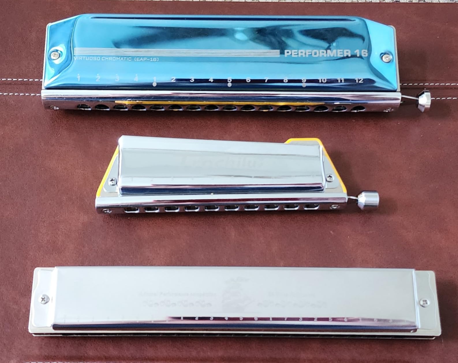 JDR Trochilus 10 Holes Chromatic Harmonica Key of C Armonica Valveless Harp Mouth Organ Chromonica with Case for Adults Professionals Beginners Kids Teachers Students (Blues/Ritcher Tuning Key of C) customer photo 1