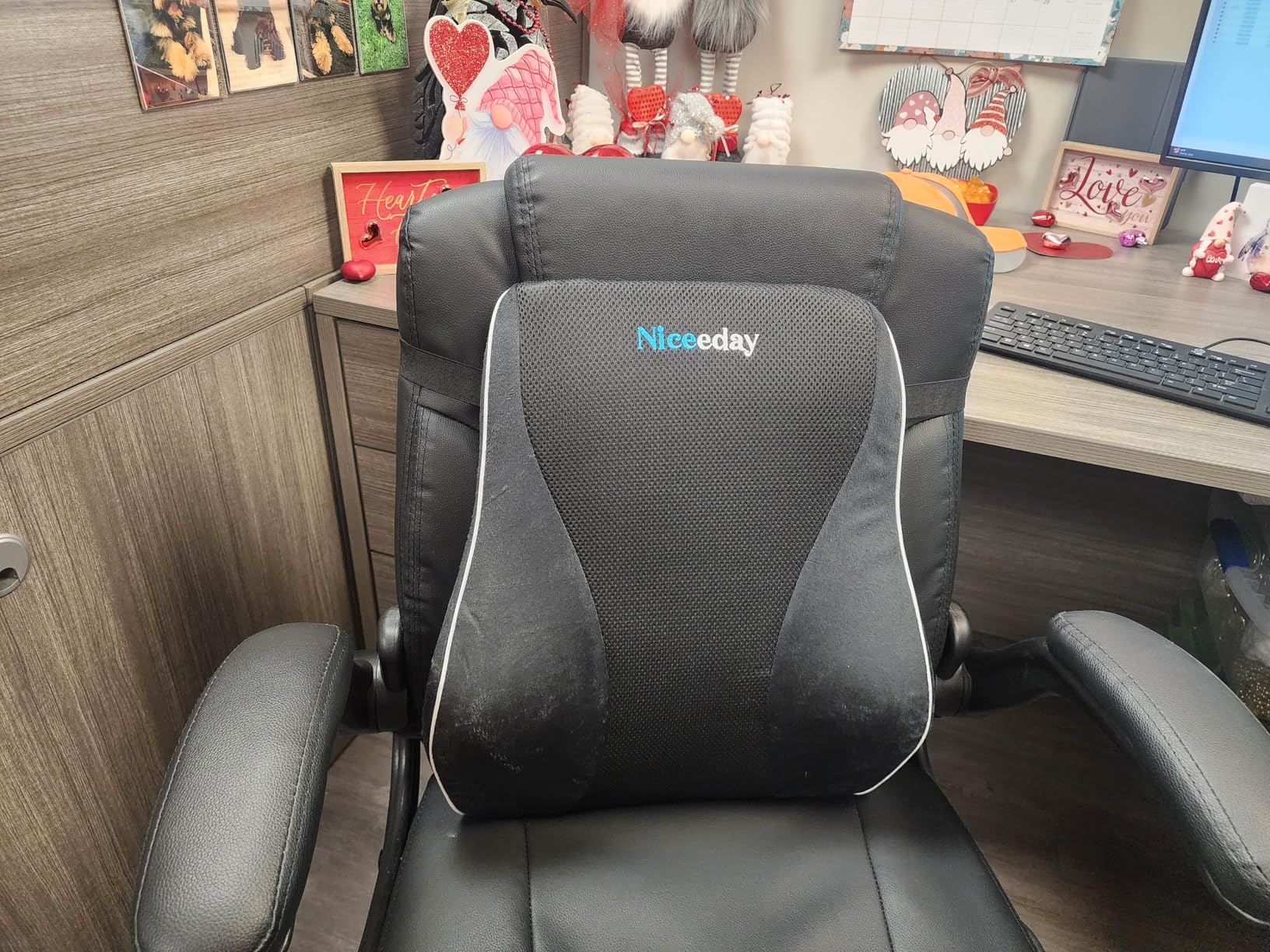 Niceeday Lumbar Support Pillow for Office Chair Car, Gaming Chair Lower Back Pain Relief Memory Foam Cushion with 3D Mesh Cover Ergonomic Orthopedic Back Rest Lower Back Support customer photo 2