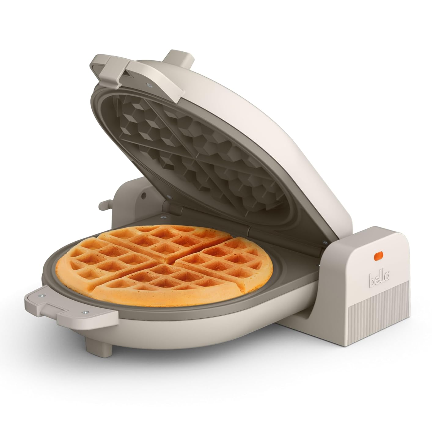 bella Flip-n-Store Waffle Maker with EverGood Ceramic Nonstick Coating, Fits-anywhere Kitchenware, Power Indicator Light, Cool Touch Handle & Cord Wrap, 7 Wide & 1 Deep Plates, 1000 Watt, Oatmilk customer photo 1