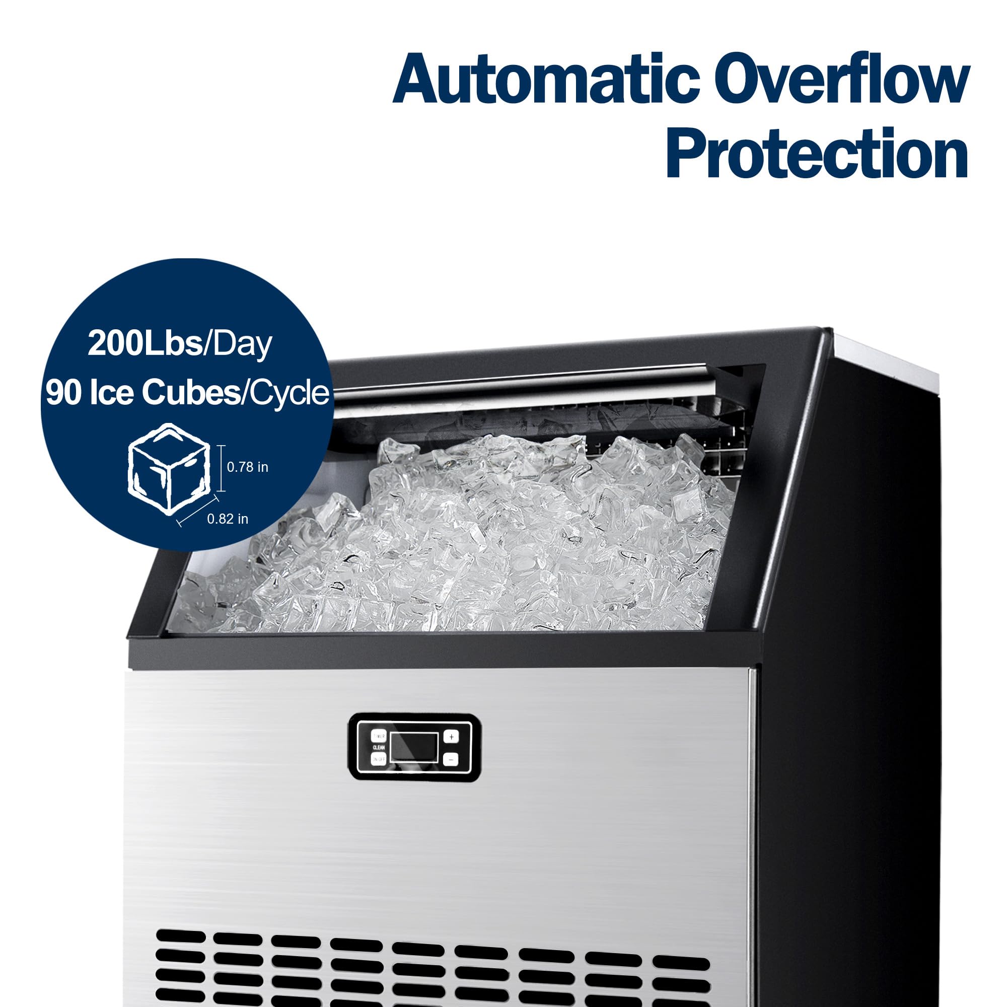 EUHOMY Commercial Ice Maker Machine, 200lbs Daily Output, Under Counter Ice Machine with 65lbs Ice Storage Capacity, Perfect for Home/Bar/Restaurant/Outdoor Activities (Stainless Steel) customer photo 2