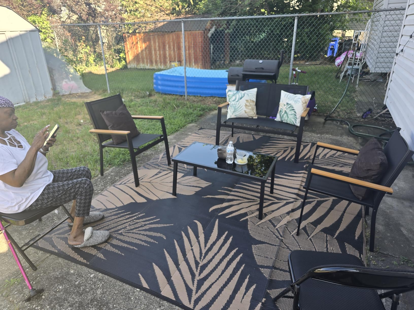 Best Choice Products 4-Piece Outdoor Textilene Patio Conversation Set, Backyard Furniture w/Loveseat, Coffee Table, Steel Frame - Taupe/Charcoal customer photo 2