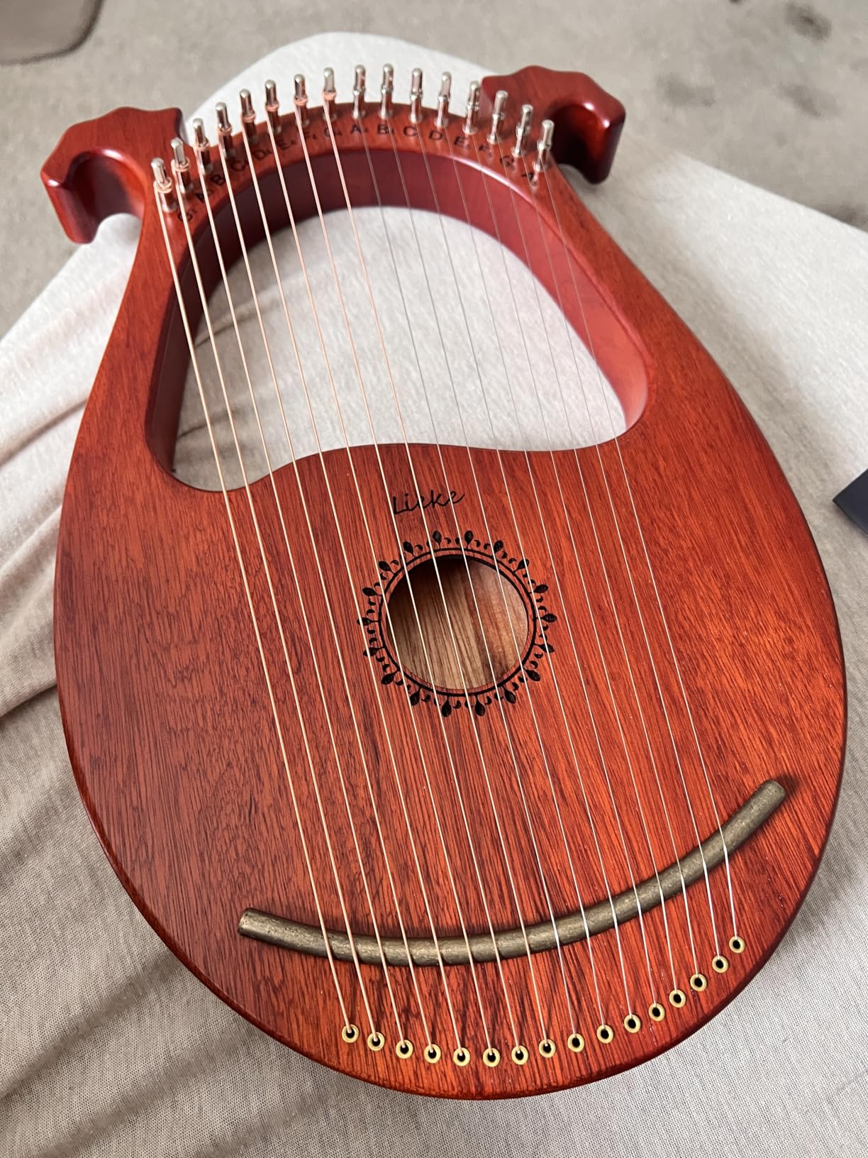 LIEKE 7 String Lyre Harp Instrument with Tuning Wrench,Metal Strings,Bag, Mahogany Body and Bone Saddle,Lyre Harp Kit Gift for Kids Adults Beginner customer photo 1