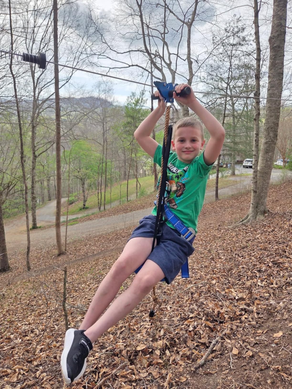 X XBEN Zip line Kits for Backyard, Zip Lines for Kid and Adult, Included Swing Seat, Ziplines Brake, and Steel Trolley, Outdoor Playground Equipment (65FT) customer photo 1