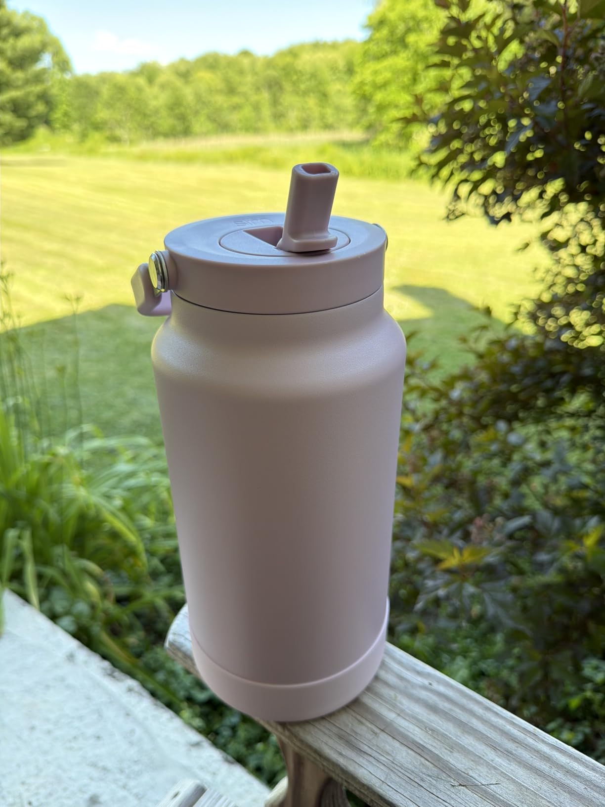Simple Modern Trek Pivot | Half Gallon Water Bottle Jug with Handle & Boot | Interchangeable Straw & Chug Lids | Large Insulated Stainless Steel | Sports Camping Outdoors | 64oz, Almond Birch customer photo 2
