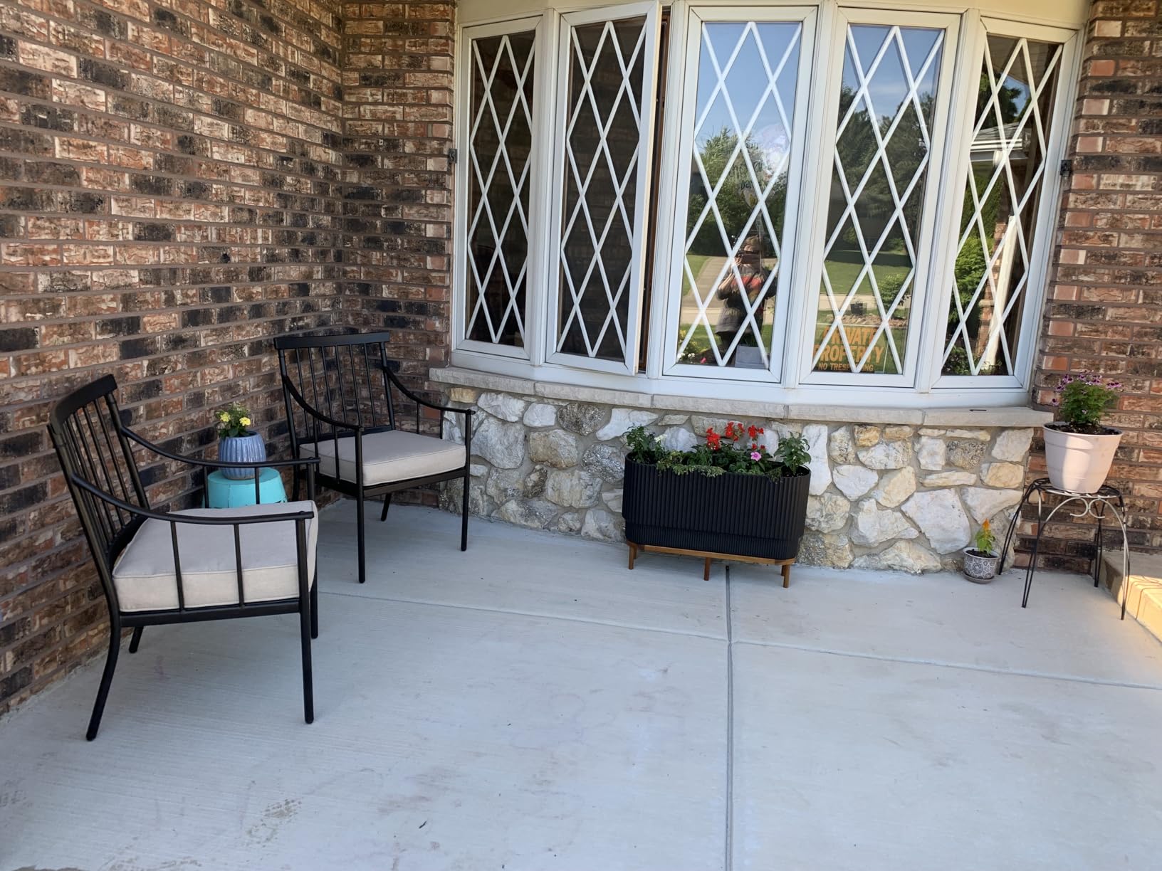 Veradek Demi Series Raised Long Planter for Indoor/Outdoor Use - Made from Plastic & Stone w/Wooden Stand, Modern Patio Decor for Flowers/Shrubs customer photo 1
