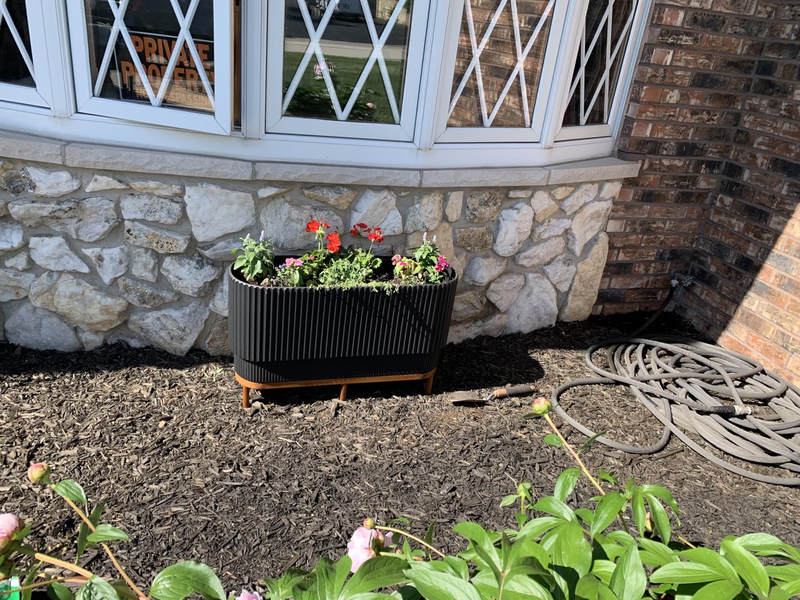 Veradek Demi Series Raised Long Planter for Indoor/Outdoor Use - Made from Plastic & Stone w/Wooden Stand, Modern Patio Decor for Flowers/Shrubs customer photo 2