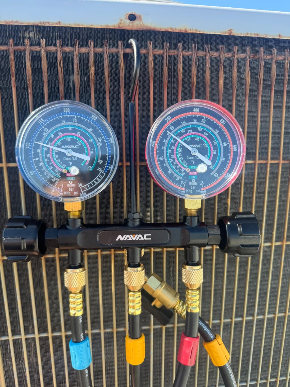 NAVAC NMG12A Pro Manifold Gauge - Brass Body with Needle Valve, Precision Dial, A2L Compatible, HVAC Manifold Gauge with Glow-in-The-Dark Elements, Hose Holders & Hanging Hook, Pro Series customer photo 2