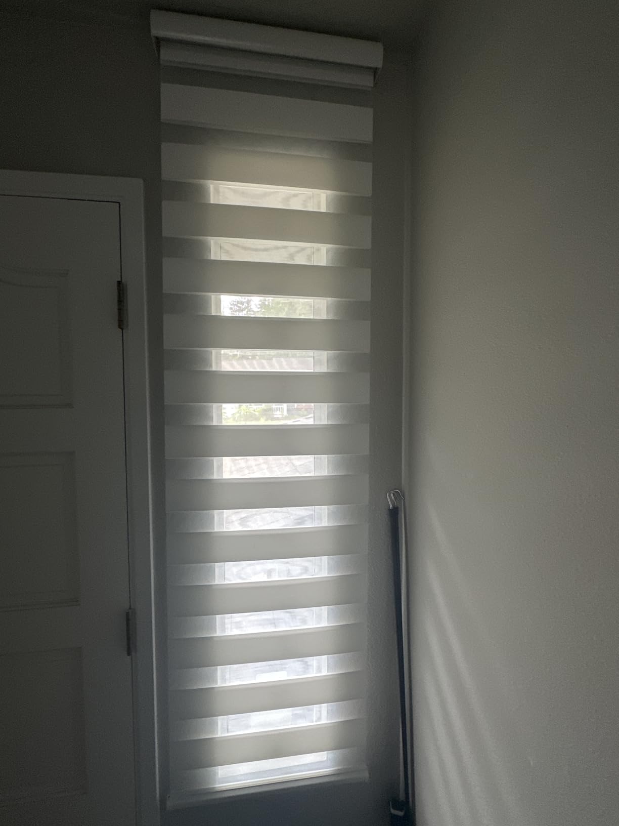 ChrisDowa Cordless Zebra Blinds for Windows, Dual Layer Free-Stop Light Filtering Window Roller Shades, Pull Down Privacy Zebra Shades for Home, Office, Bedroom, Door (35