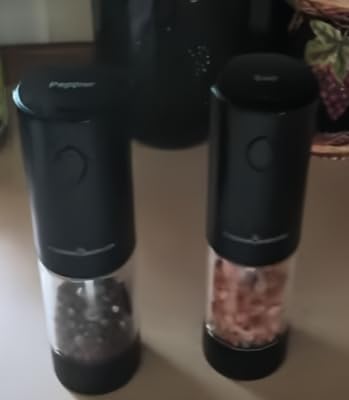 ThermoMaven Upgraded Larger Capacity Electric Salt and Pepper Grinder Set, 110ml Rechargeable Salt and Pepper Shaker with LED Light, Stainless Steel Automatic Pepper Mill with 6 Adjustable Coarseness customer photo 2
